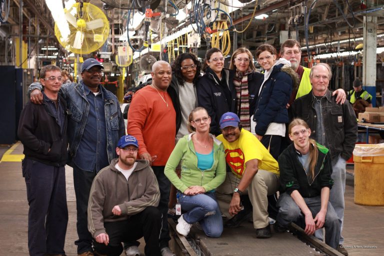 Workers gathered for group photos during the final days of the Twin Cities Assembly Plant’s operation in December, 2011. Courtesy Artem Vestsorov