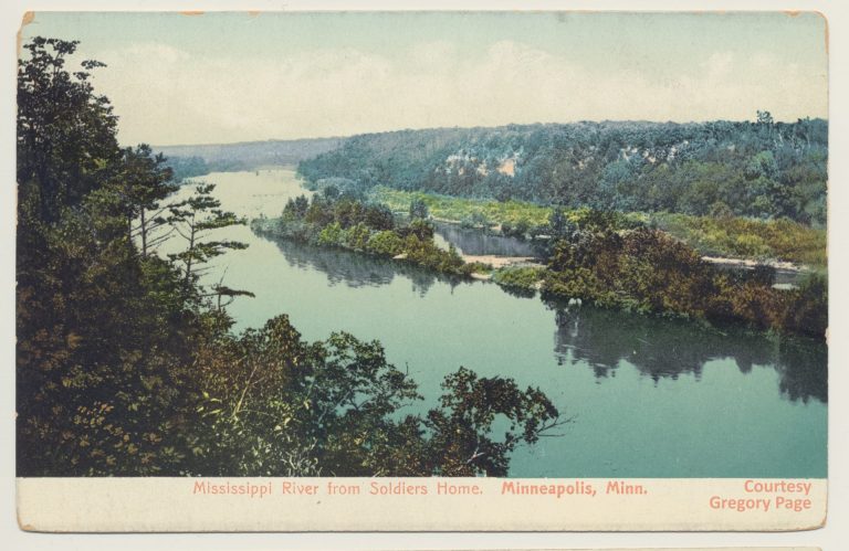 This view shows the undeveloped land on the east side of the Mississippi River prior to construction of Lock & Dam No. 1 and the Ford assembly plant. Courtesy Gregory Page