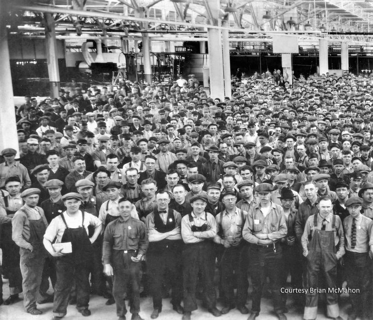 This photo from the late 1920s shows a group of employees at the Ford plant. Courtesy Brian McMahon